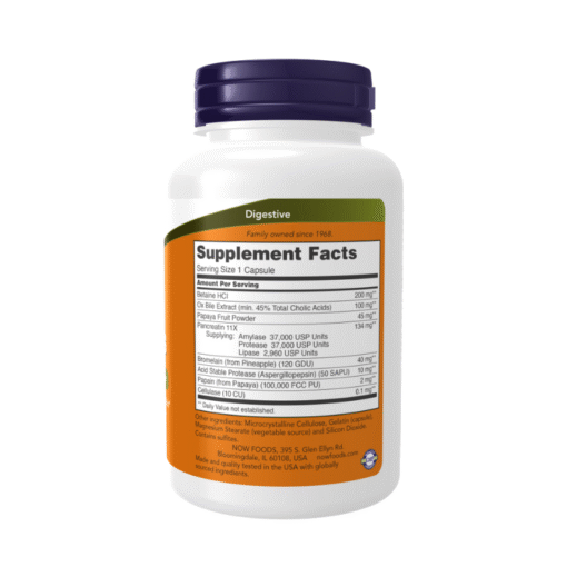 NOW Super Enzymes back label and supplement facts