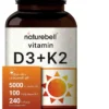 NatureBell Vitamin D3 (5000iu) K2 (100mcg) 240 Softgels