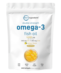 Micro Ingredients Omega-3 Fish Oil Burpless Lemon Flavor 240 Softgels | Price in Bangladesh