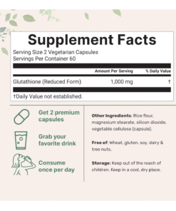 Micro Ingredients Glutathione Reduced 1000mg 120 Veggie Capsules | Buy in BD