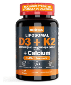 NextDia Liposomal D3 + K2 + Calcium 20000 IU 120 Softgels | Price in Bangladesh