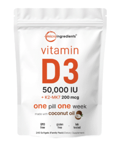 Micro Ingredients Vitamin D3 50,000 IU + K2 MK7 200 mcg 240 Softgels – Bone & Immune Support Price in Bangladesh