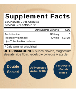 NatureBell Benfotiamine 300mg with Thiamine 100mg 240 Veggie Capsules – Vitamin B1 Support in Bangladesh