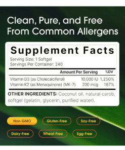 Naturebell Vitamin D3 10,000 IU + K2 200 mcg 240 softgels