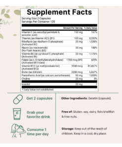 Micro Ingredients Pure Methylated B Complex 240 Capsules – Active Vitamin B Supplement in Bangladesh