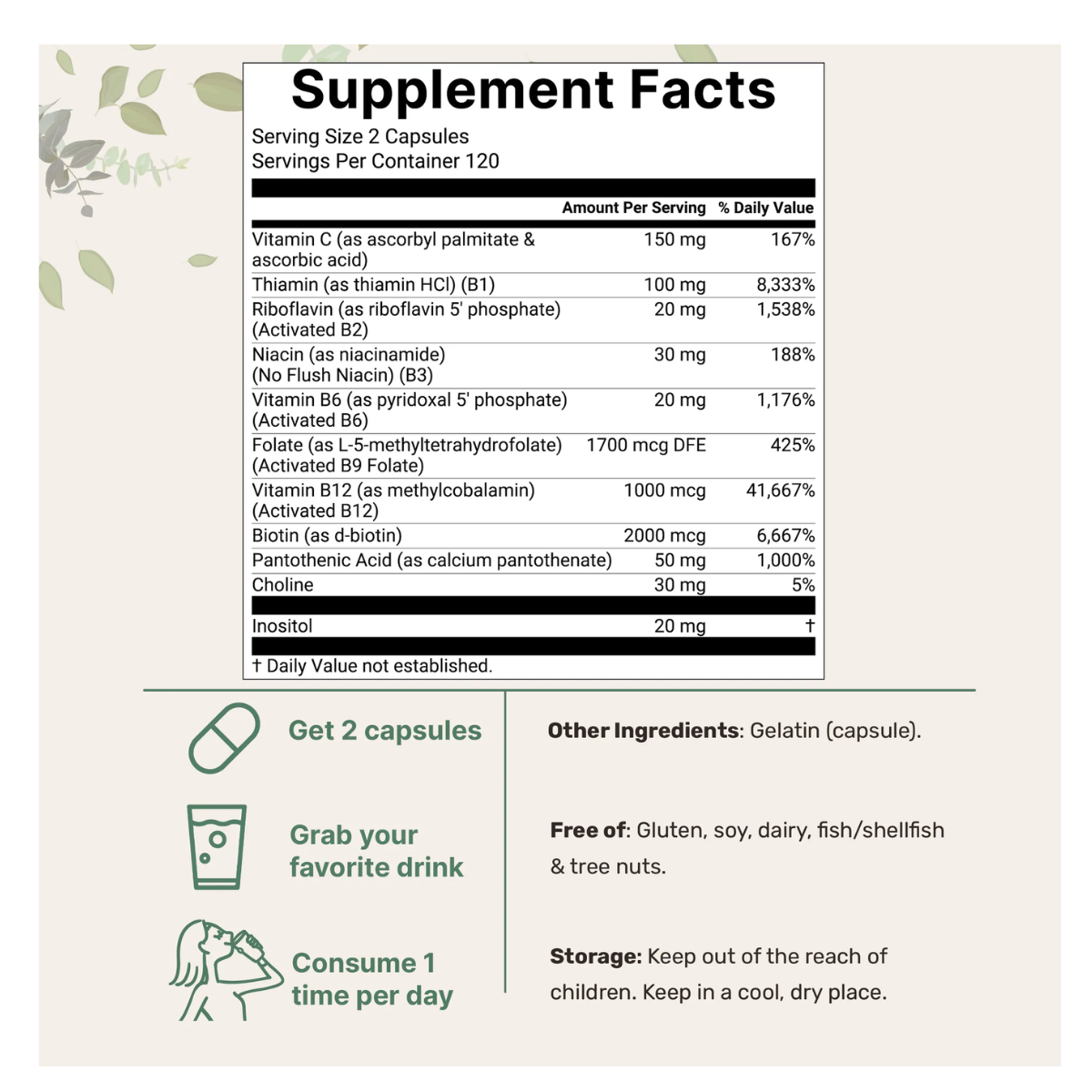 Micro Ingredients Pure Methylated B Complex 240 Capsules – Active Vitamin B Supplement in Bangladesh